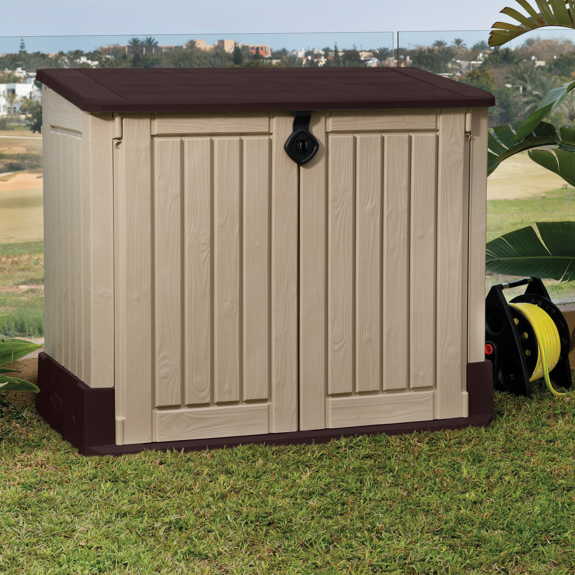 Keter StoreItOut MIDI 4.25 ft. W x 2.42 ft. D Plastic Horizontal Garbage Shed & Reviews Wayfair
